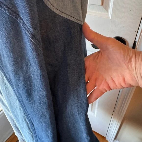 Pilcro by Anthropologie Seamed 100% Cotton Raw Hem Smocked Midi Dress-size small - Picture 6 of 14